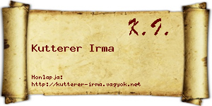 Kutterer Irma névjegykártya